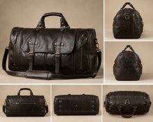Vintage Leather Duffle Bag Dark Brown