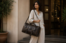 Vintage Leather Duffle Bag Dark Brown