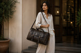 Vintage Leather Duffle Bag Dark Brown