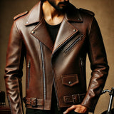 Premium Biker Leather Jacket - A-Grade Grained Leather