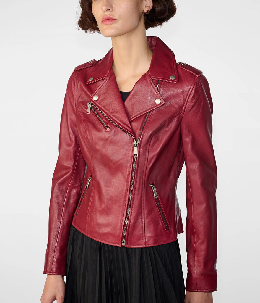 Premium Moto Jacket - 100% Genuine Leather, Asymmetrical Zipper