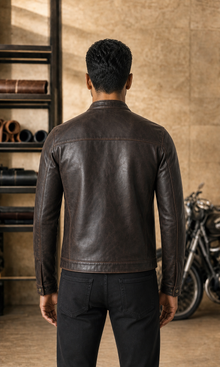 Four-Zip Racer leather jacket back view