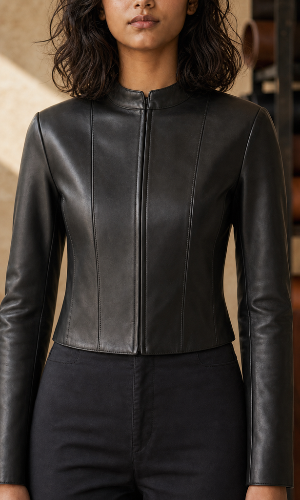 Line 49 leather jacket construction detail