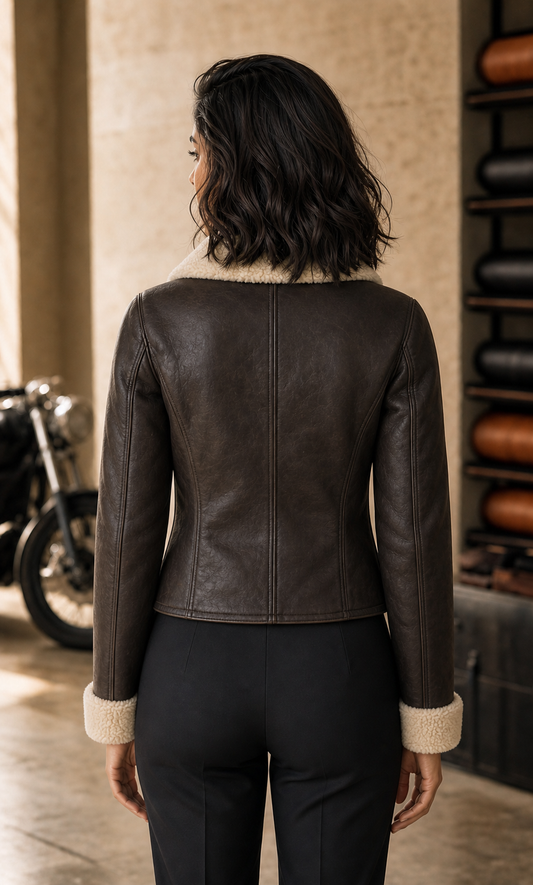 Winter Muse leather jacket back view