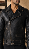 Archive Biker leather jacket construction detail