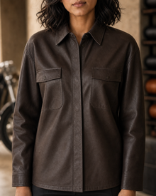 Monday Overshirt leather jacket construction detail