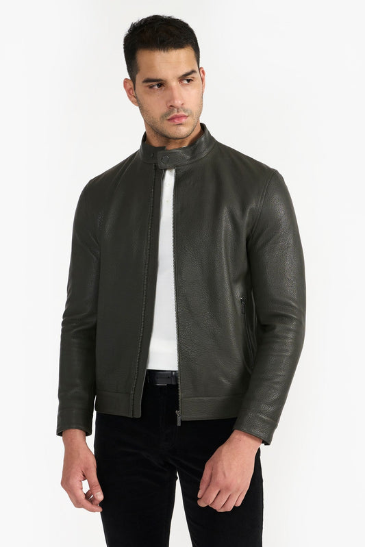 Pg Signature Olive Men'S Leather Jacket