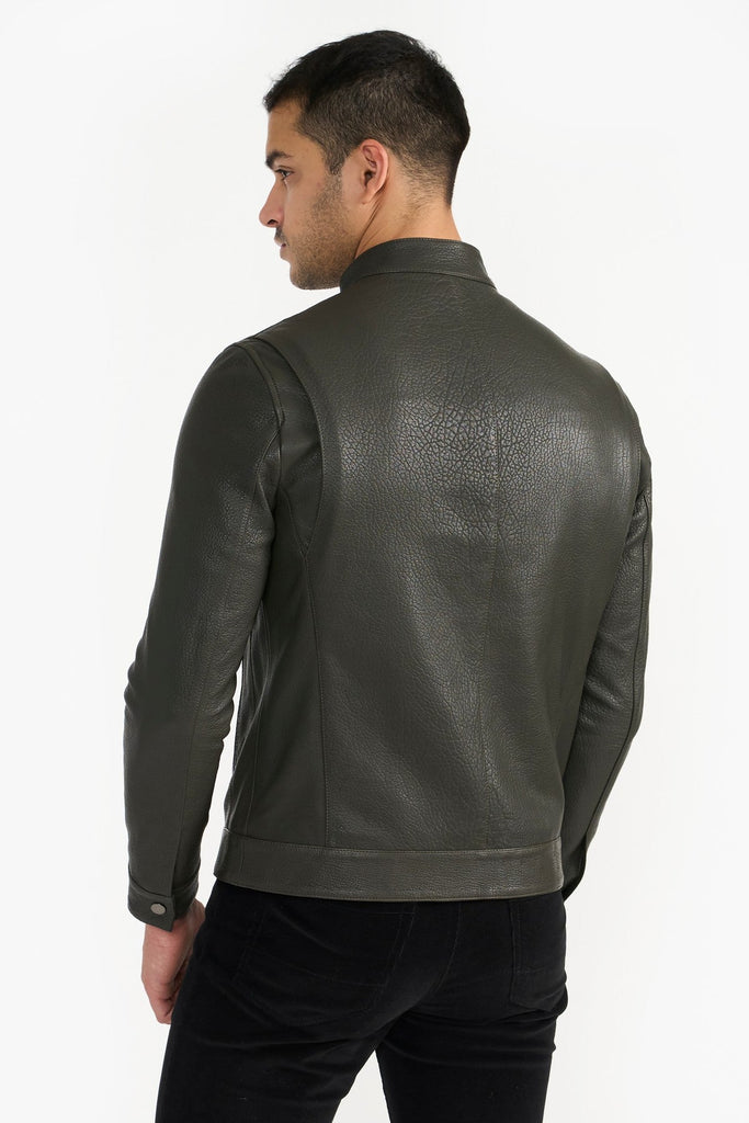 Pg Signature Olive Men'S Leather Jacket