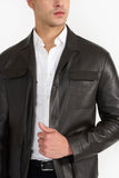 Pg Signature Dark Brown Men'Sleather Jacket