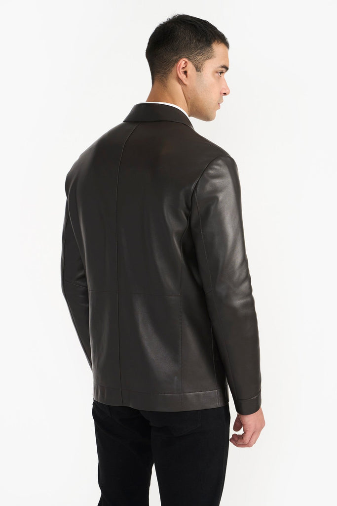 Pg Signature Dark Brown Men'Sleather Jacket