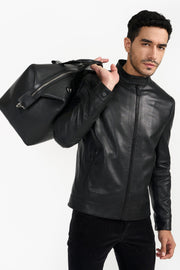 Pg Signature Black Men Leather Jacket