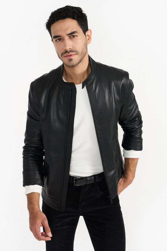 Pg Signature Black Men'S Leather Jacket