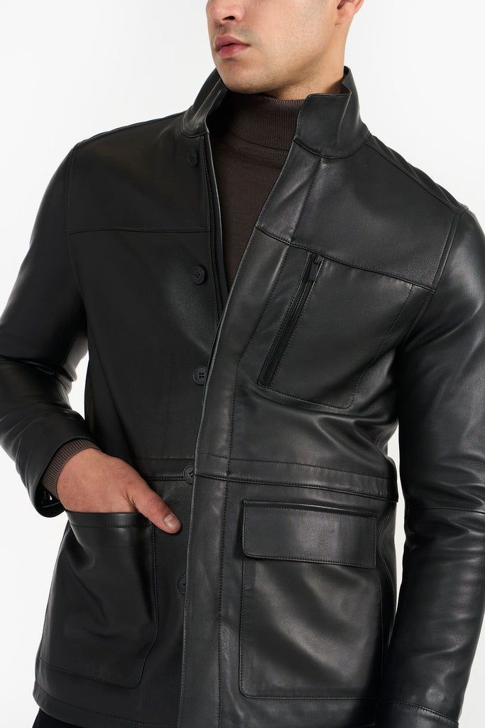 Signature Black Men'S Leather Jacket