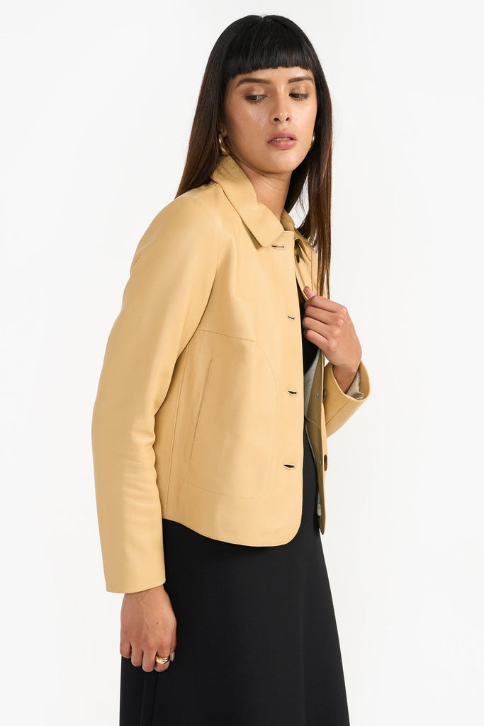 Yellow Women'S Leather Jacket