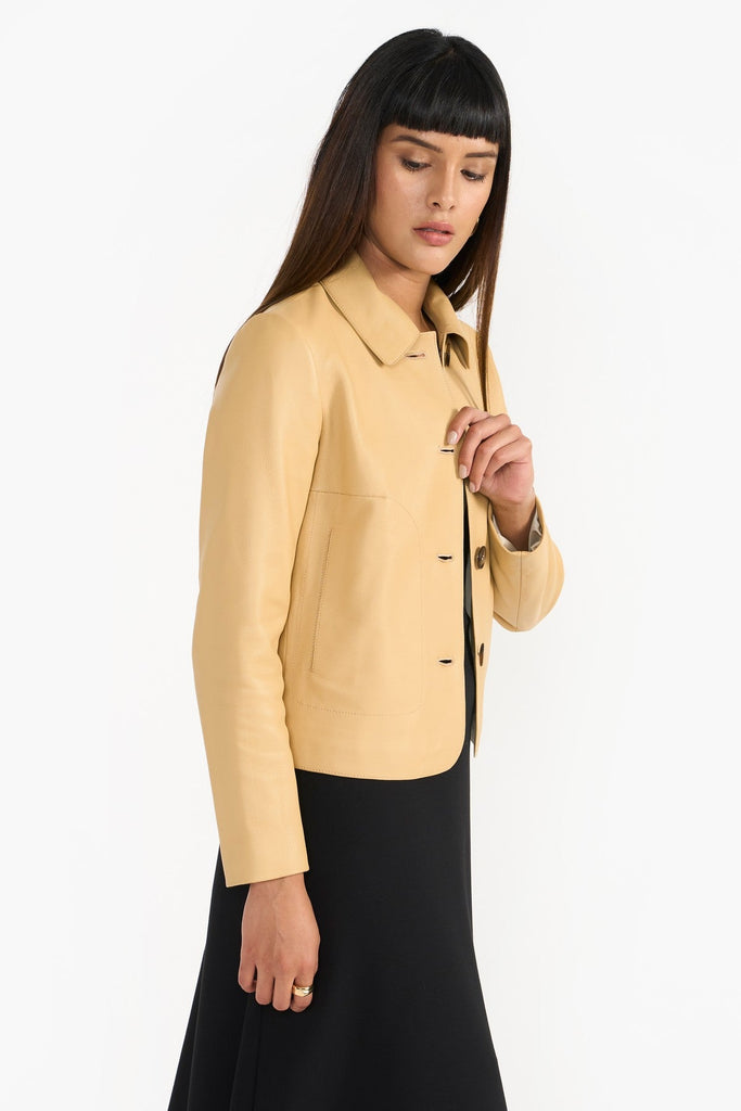 Yellow Women'S Leather Jacket