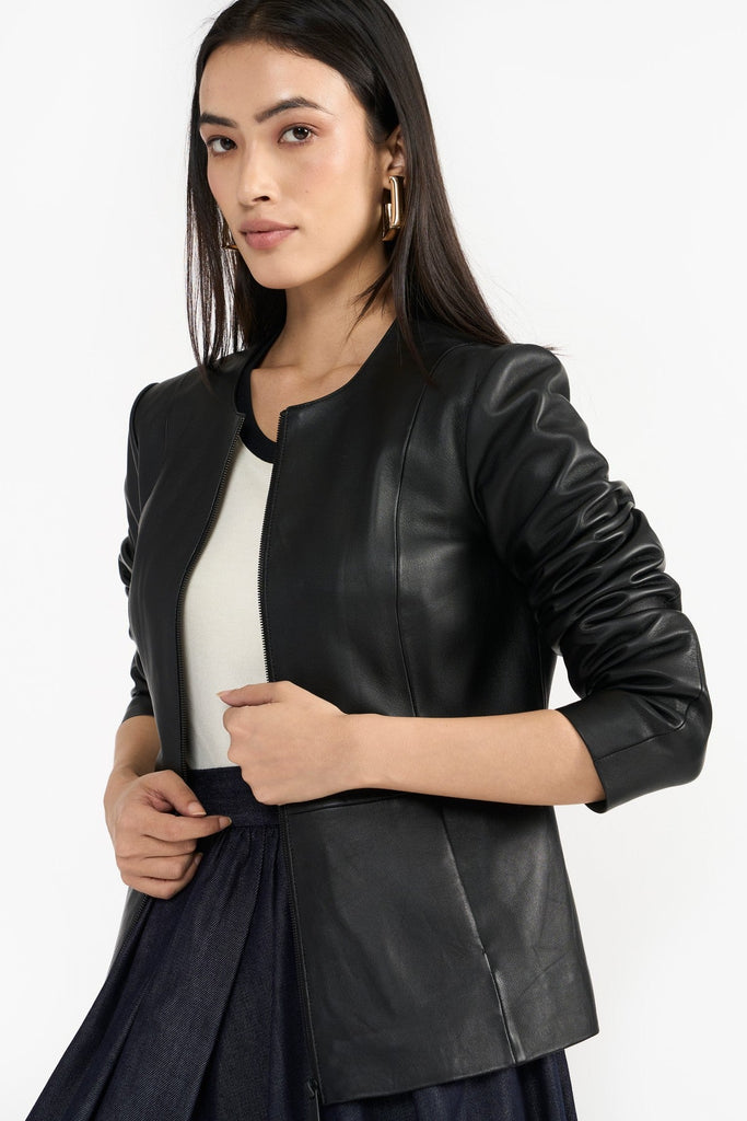 Schwarze Damen Lederjacke