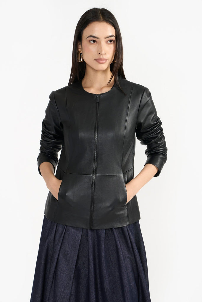 Schwarze Damen Lederjacke