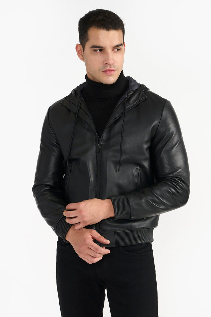 Pg Signature Schwarze Herren Lederjacke