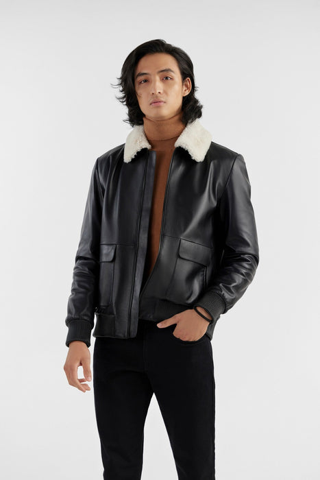 Black Men'S Leather Jacket