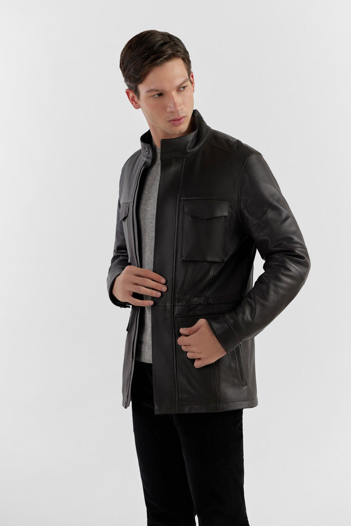 Dark Brown Men'S Leather Jacket