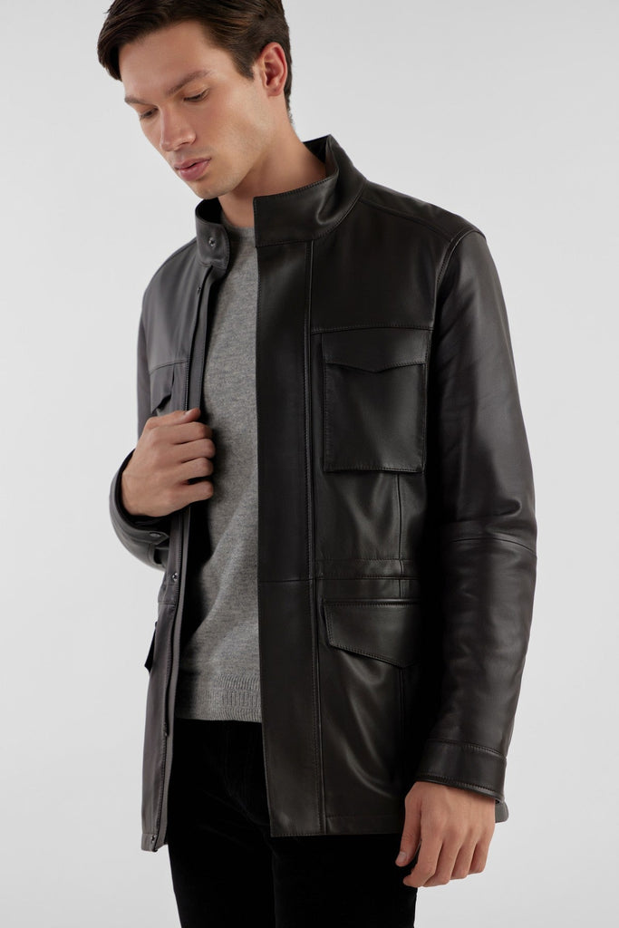 Dark Brown Men'S Leather Jacket