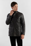 Dunkelbraune Herren Lederjacke