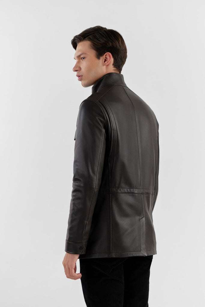 Dark Brown Men'S Leather Jacket