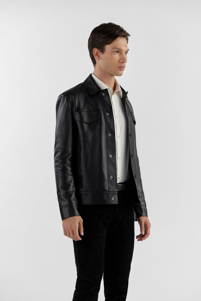 Pg Signature Black Men'S Leather Jacket