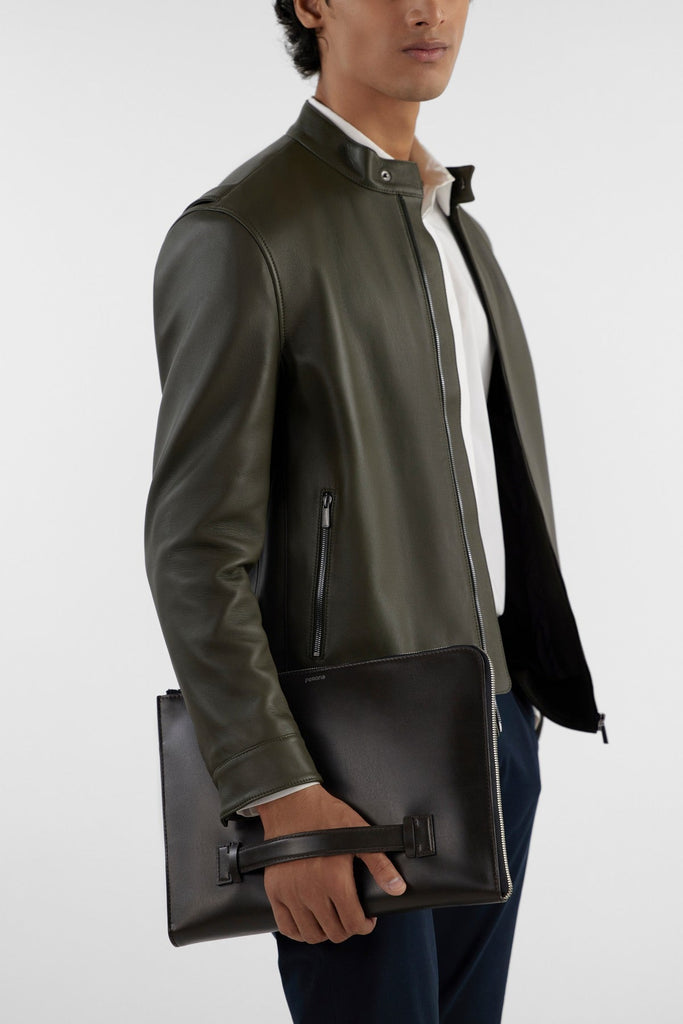 Olive Leather Jacket “ Stylish & Functional | Goat Collection