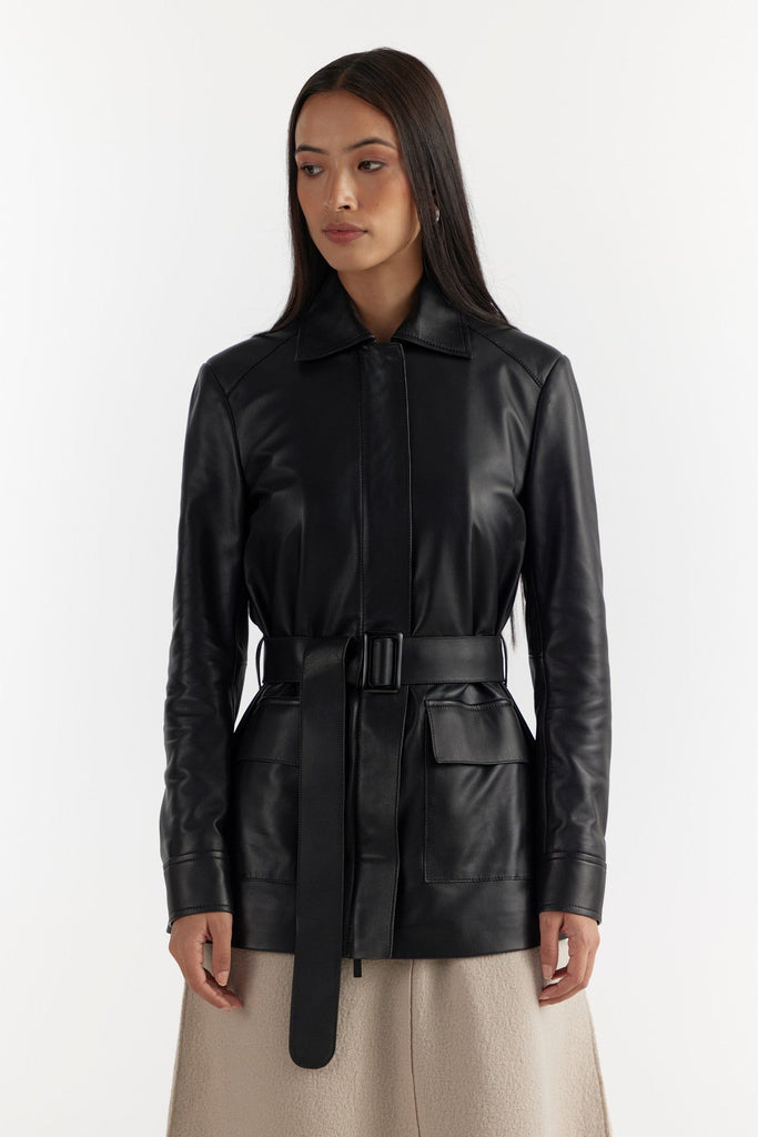 Schwarze Damen Lederjacke