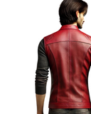 Premium Sleeveless Red Leather Jacket - A-Grade Leather, Slim Fit Design