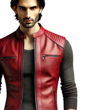 Premium Sleeveless Red Leather Jacket - A-Grade Leather, Slim Fit Design