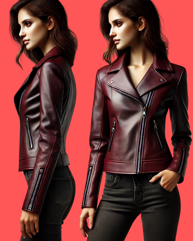 Maroon Luxe: Women's Soft Sheep Leather Cropped Jacket – Asymmetrical Zipper, Modern Fit