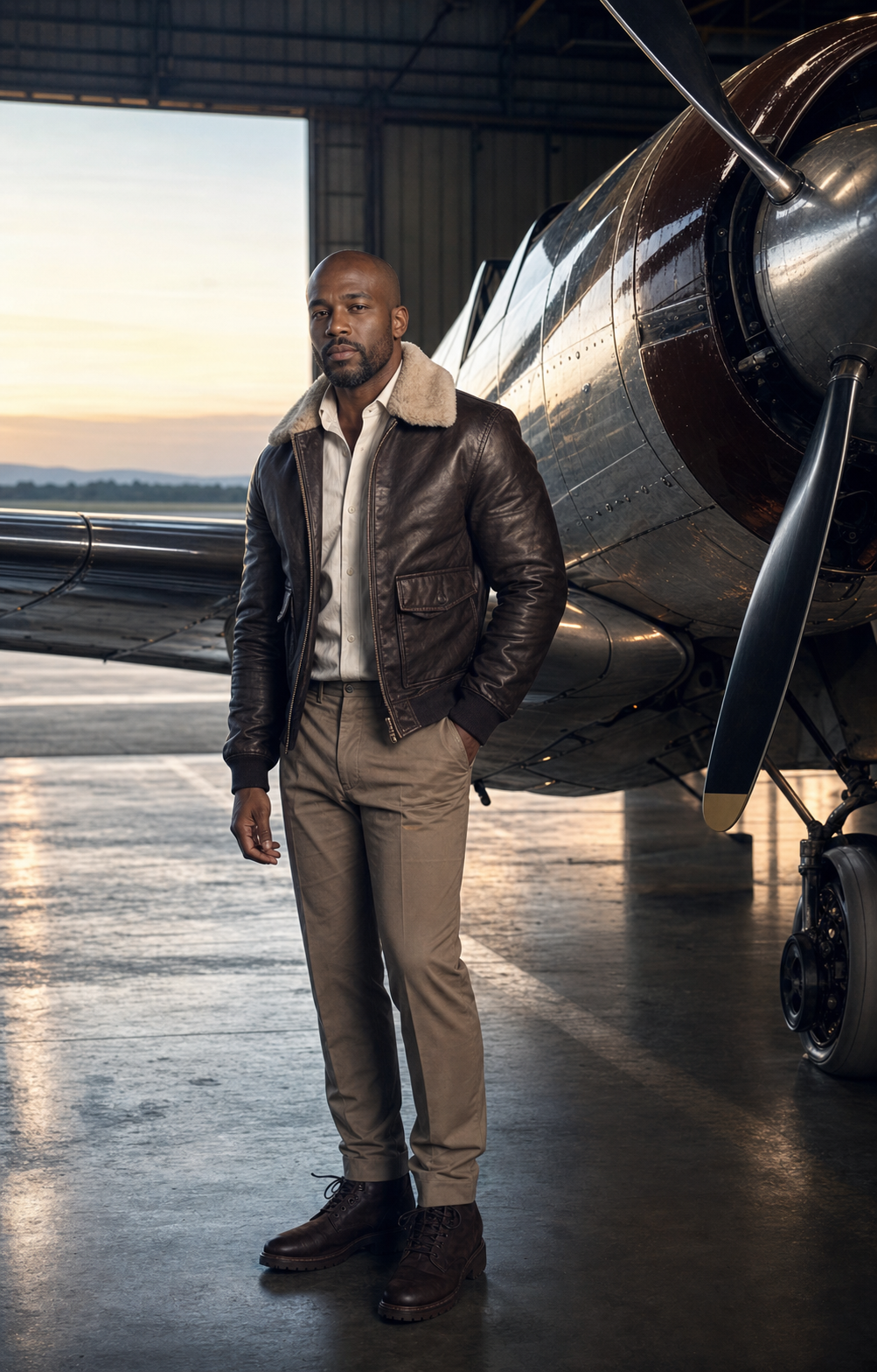 Original GOAT campaign interpretation of an aviator leather jacket